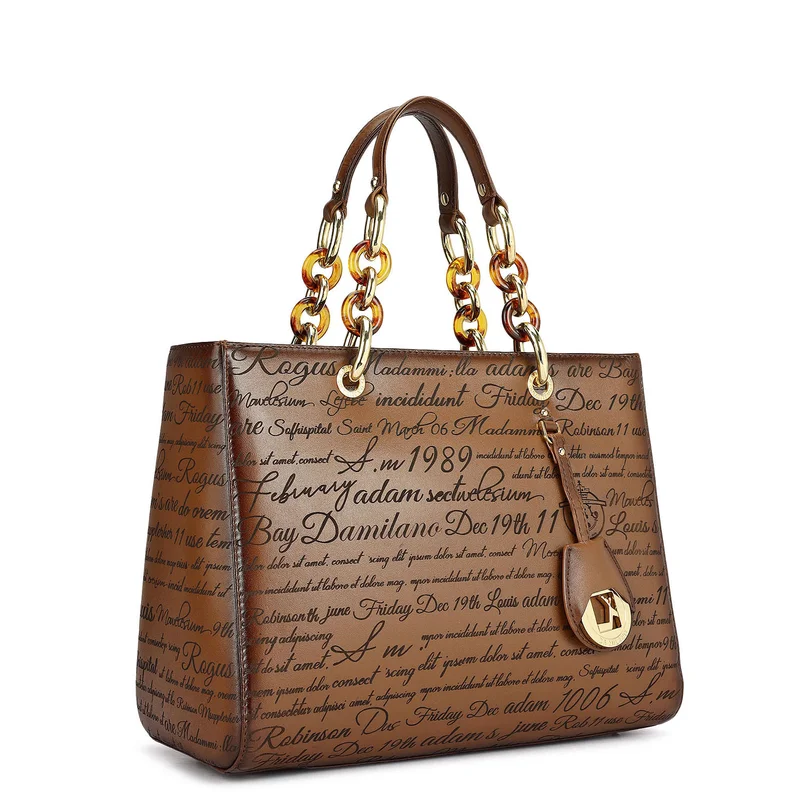 Da Milano Medium Signato Leather Satchel - Cognac